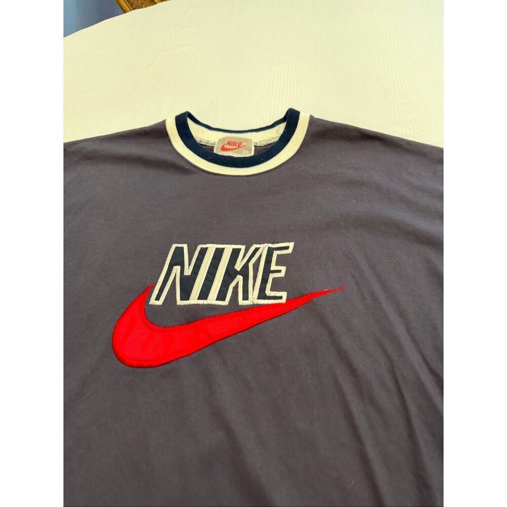 Nike Vintage Navy Blue Swoosh Short Sleeve T-Shirt Size XL - Picture 5 of 10